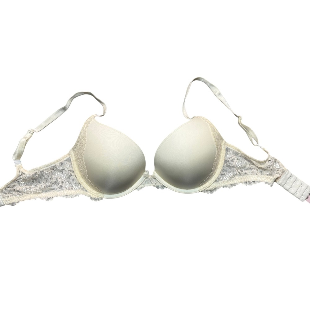 Victorias Secret‎ Dream Angels Push-Up Bra Ivory Lace Underwire 34D E75 Cream